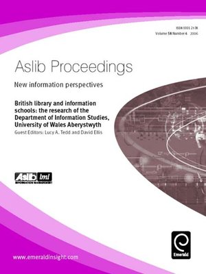 cover image of Aslib Proceedings: New Information Perspectives, Volume 58, Issue 6